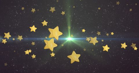 Golden Stars Sparkling Against Cosmic Background