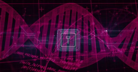 Futuristic DNA Sequence with Digital Interface Elements - Download Free Stock Images Pikwizard.com