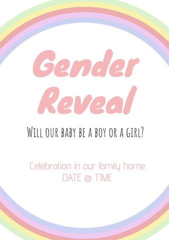 Colorful Gender Reveal Invitation with Rainbow Border - Download Free Stock Templates Pikwizard.com