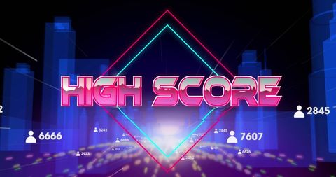 Neon High Score Retro Game Interface Design