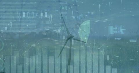 Digital Data Analysis Over Renewable Energy Windmill Scene