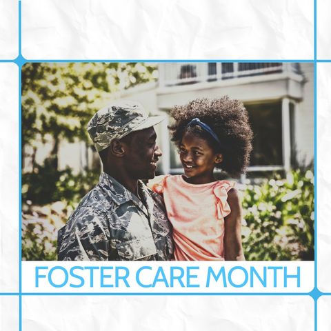 African American Soldier Reuniting with Daughter in Garden