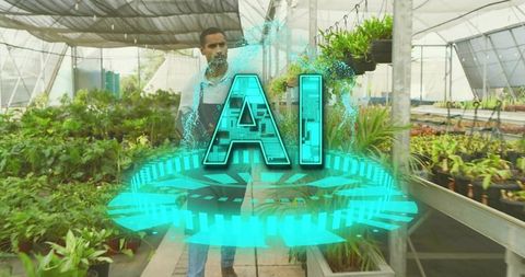 Greenhouse grower using ai visualization for smart horticulture and sustainable plant care