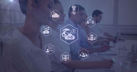 Business Team Engaging with Global Digital Network Graphics - Download Free Stock Images Pikwizard.com