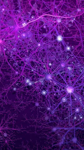 Glowing Purple Neural Network Visualizing Pulsing Digital Connectivity Vertical Video Loop