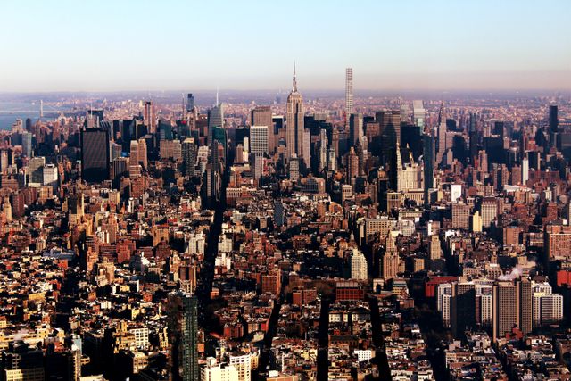 Aerial View of New York City Skyline at Sunrise - Download Free Stock Photos Pikwizard.com