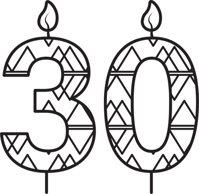 Transparent Illustration of Number 30 with Candlesticks and Flames - Download Free Stock Videos Pikwizard.com