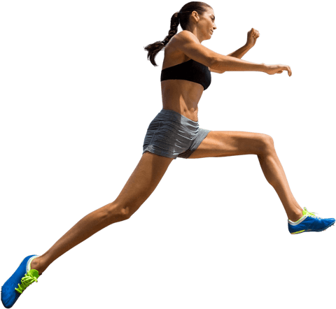 Caucasian Female Athlete Jumping on Transparent Background for Sport Themes - Download Free Stock Videos Pikwizard.com