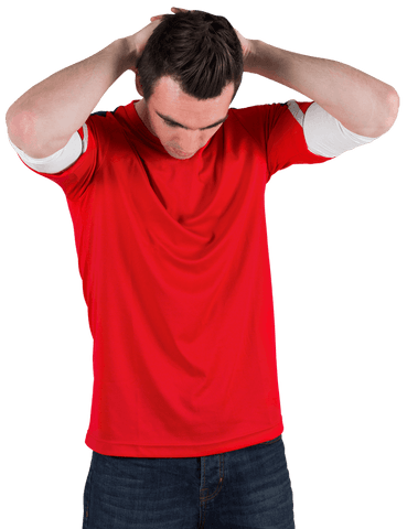 disappointed football fan in red jersey arms held behind head transparent - Download Free Stock Videos Pikwizard.com