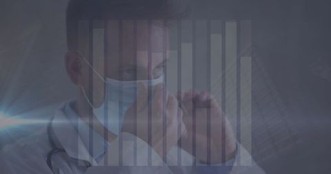 Doctor in Face Mask with Digital Data Overlay - Download Free Stock Images Pikwizard.com