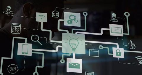 Digital Network System with Connection Icons and Personal Use - Download Free Stock Images Pikwizard.com