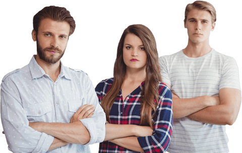 Confident Team with Crossed Arms Transparent Background