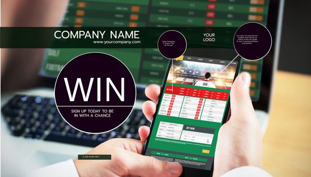 Promotional Betting Platform Banner with Smartphone Interface - Download Free Stock Templates Pikwizard.com