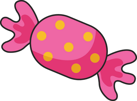 Playful Wrapped Candy with Polka Dots on Transparent Background