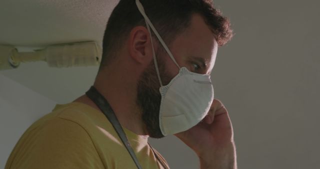 Thoughtful Man Wearing Mask Indoors Choosing Healthy Option - Download Free Stock Images Pikwizard.com