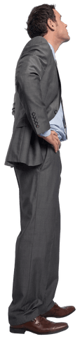 Transparent confident businessman staring upward in suit