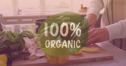 Caucasian woman cooking with fresh organic vegetables
