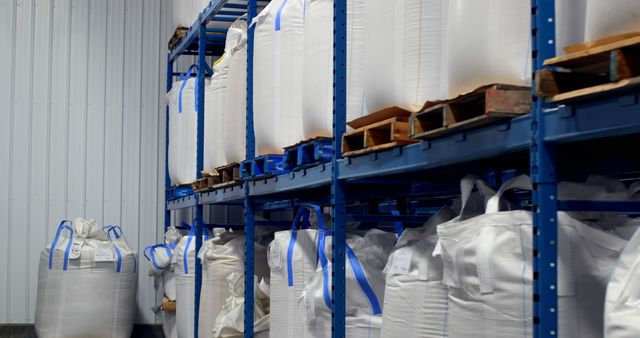 Goods Stored on High Racks in Warehouse Facility with Netting Bags - Download Free Stock Images Pikwizard.com