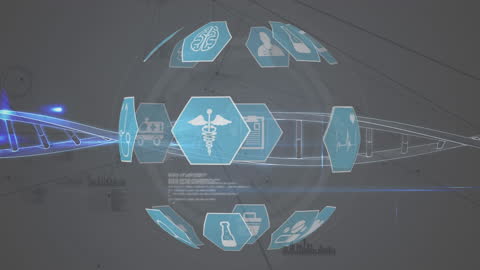 Futuristic Medical Interface with DNA and Healthcare Icons