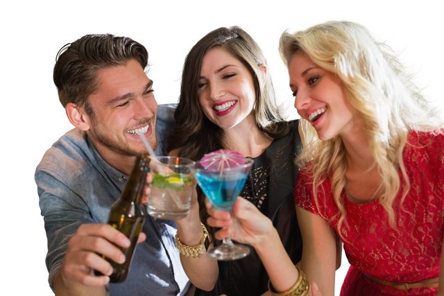 Group of Friends Raising Toast with Drinks on Transparent Background - Download Free Stock Videos Pikwizard.com