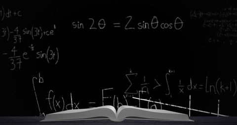 Open Book with Floating Mathematical Equations on Chalkboard - Download Free Stock Images Pikwizard.com