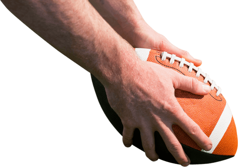Close-Up of Hands Holding American Football for Transparent Backgrounds - Download Free Stock Videos Pikwizard.com