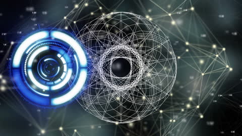 Futuristic Digital Interface with Abstract Network Connections