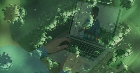 Double Exposure Coronavirus and Virtual Business Meeting