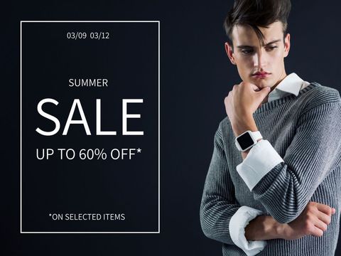 stylish fashion focused young man promoting summer sale discount - Download Free Stock Templates Pikwizard.com
