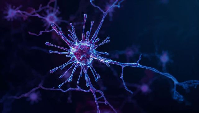 Glowing nanoparticle with radiating filaments