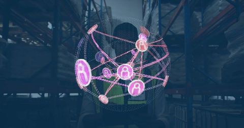 Augmented reality inventory network globe in warehouse for real-time logistics tracking