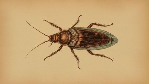 Detailed retro cockroach illustration on classic paper backdrop