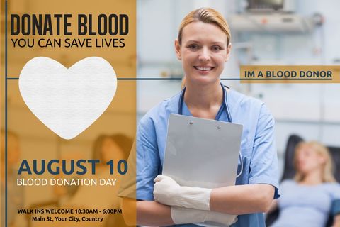 healthcare professional advocating blood donation with confidence - Download Free Stock Templates Pikwizard.com