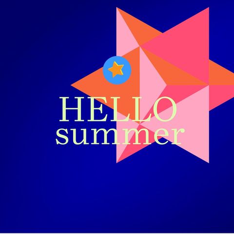 hello summer vibrant geometric star design - Download Free Stock Templates Pikwizard.com