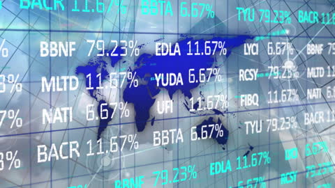 Global Stock Market Animation with World Map and Numeric Data