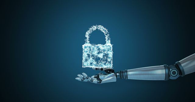 A robotic arm with a water particle digital lock epitomizes cutting-edge cybersecurity. - Download Free Stock Photos Pikwizard.com