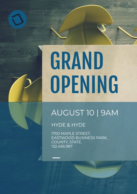 Bright and eye-catching flyer for announcing grand openings or launching products. Ideal for businesses looking to promote their big events. Perfect for use in newsletters, email announcements, or print advertising. Features clear, bold text and effective use of color to highlight important details. Enhances visibility for your opening event, making it appealing to a wide audience.