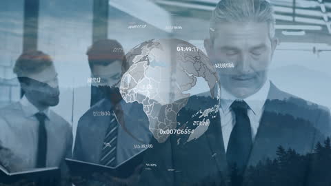 Business Professionals Examining Global Data Interface