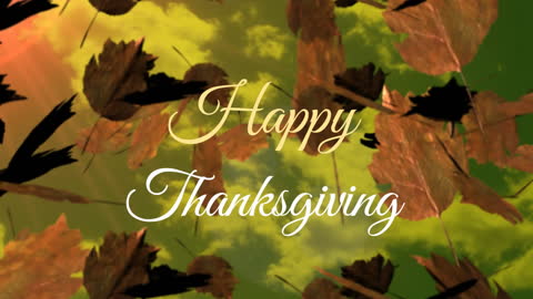 Festive Happy Thanksgiving with Falling Leaves Animation