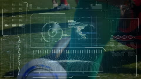 Futuristic Data Overlay in Football Competition Concept