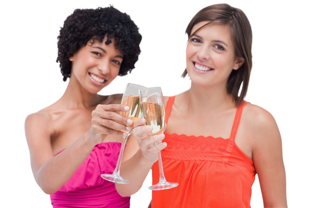 Happy Young Women Celebrating with Champagne on Transparent Background - Download Free Stock Videos Pikwizard.com