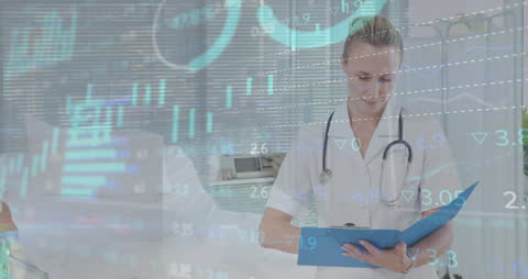 Medical Professional Analyzing Digital Data in Modern Hospital