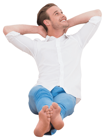 relaxed happy man sitting with hands behind head transparent background - Download Free Stock Videos Pikwizard.com