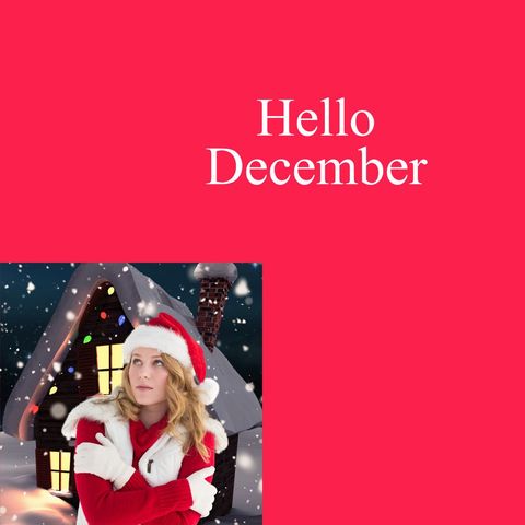 Festive December Welcome with Woman in Santa Hat - Download Free Stock Templates Pikwizard.com
