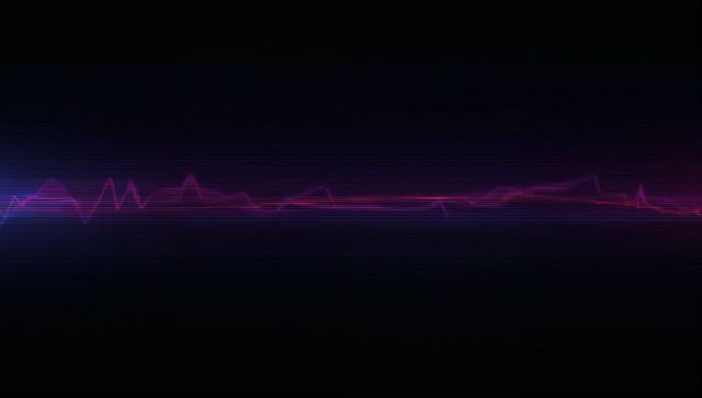 Vibrant neon waveform line oscillating on digital interface