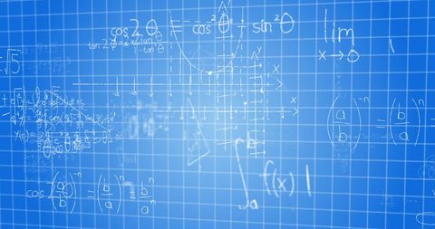 mathematical formulae with digital data on blue background - Download Free Stock Images Pikwizard.com