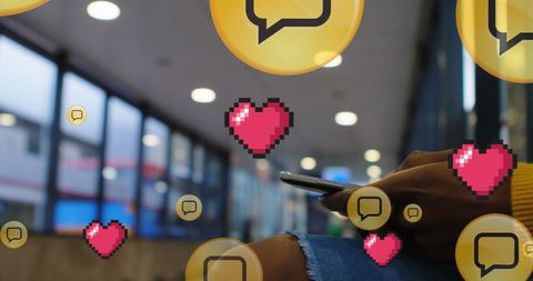 Social Media Engagement with Messaging and Heart Icons