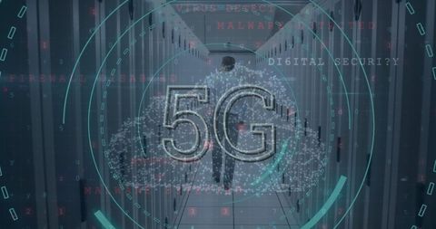 5G Technology and Digital Security in Modern Server Room - Download Free Stock Images Pikwizard.com