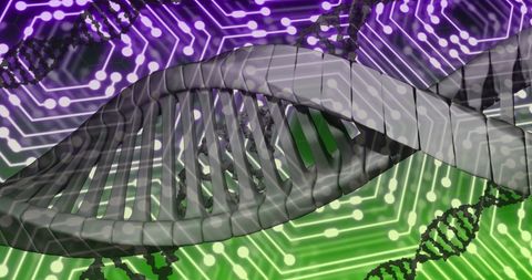 DNA Helix Over Digital Circuit Background - Download Free Stock Images Pikwizard.com