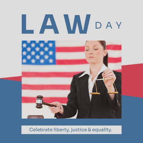 law day celebration with female lawyer and us flag - Download Free Stock Templates Pikwizard.com
